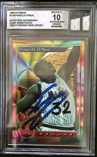 Topps Finest 1993-94 Shaquille O'Neal Auto Patch Rookie Jersey #3 BGS 10 Magic