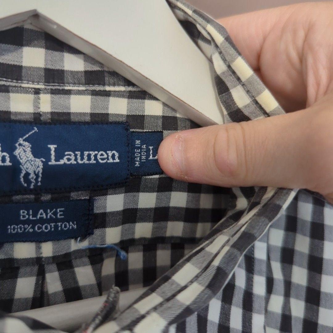 Ralph Lauren Shirt Mens Large Black Check Short Sleeve Button Down Pony Logo image 4