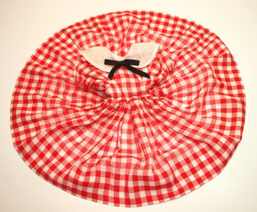 Vtg Untagged RED GINGHAM DRESS For 1950s Fashion or Play Doll * See Measurements - Image 1