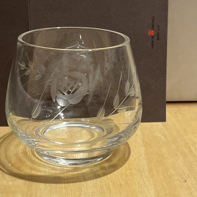 Pr MCM  2 7/8'' T x 3 1/8'' D Clear Roly Poly Cut Macintosh style Rose Punch Cups