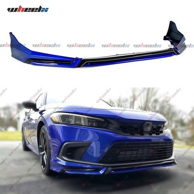 Aegean Blue Front Bumper Lip For 2022-2024 Honda Civic Splitter Kit Yofer V3 Blk