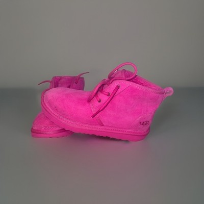 UGG Neumel Chukka Ankle Boot Samba Rock Rose Or TaffyPink Suede Faux Fur  Size 4