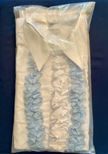 Vtg NOS AFTER SIX Tuxedo Dress Shirt Ruffles Mens L4 White Blue Retro Prom 70s