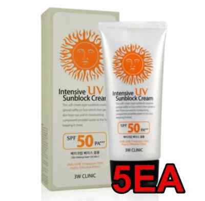 3W CLINIC/Intensive UV Sunblock Cream SPF50 PA+++ 70ml X 5ea/Makeup Base/KOREA