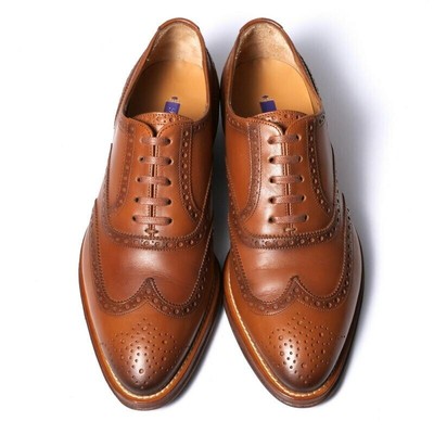 Ralph Lauren Wingtip Oxford Dress Shoes Size 8 1/2B Leather Brogue Lace Up Brown RALPH LAUREN PURPLE Label Wingtip Brown Leather Dress Shoes  main image 2