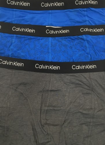 Calvin Klein Men's 3 Pack Boxer Brief, Cotton Stretch, Blue&Grey, Size L - Picture 3 of 3