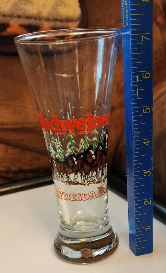 Budweiser Clydesdale Christmas Pilsner Fluted Beer Glass Vintage 1992 eBay
