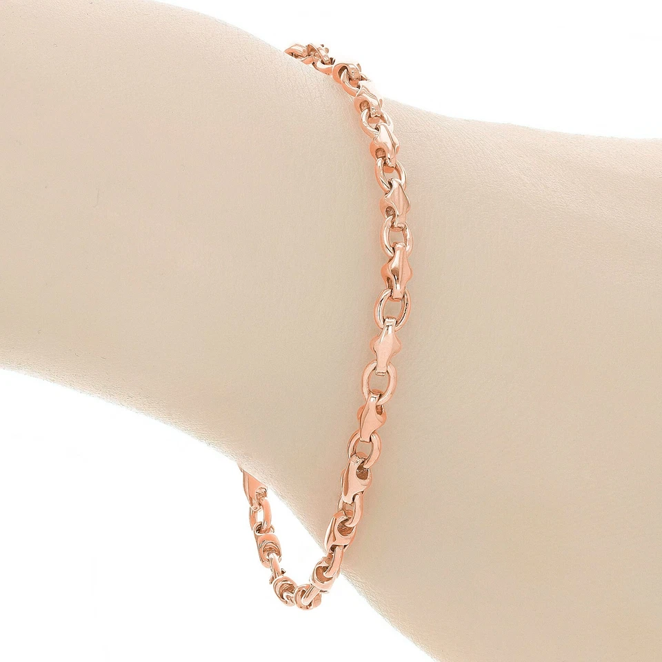 10k Rose Gold Solid Handmade Fashion Link Bracelet 7.5" 4mm 8.6 grams - Image 2 of 4