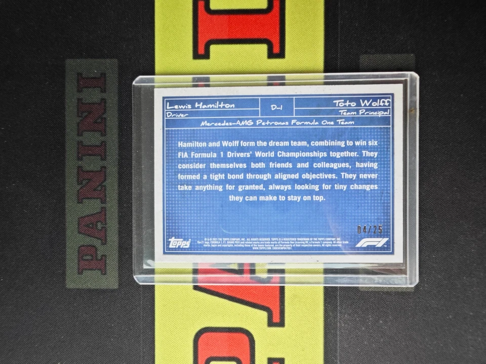 2021 Topps Formula 1 Racing Orange Lewis Hamilton & Toto Wolff /25 - Image 2 of 2