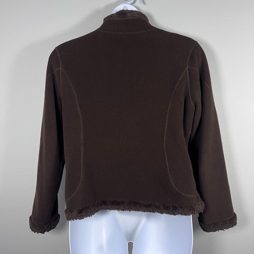 Vintage Green Tea Womens Y2K Fleece Sherpa Jacket Sz XXL Zipper Pockets Brown - Picture 2 of 12