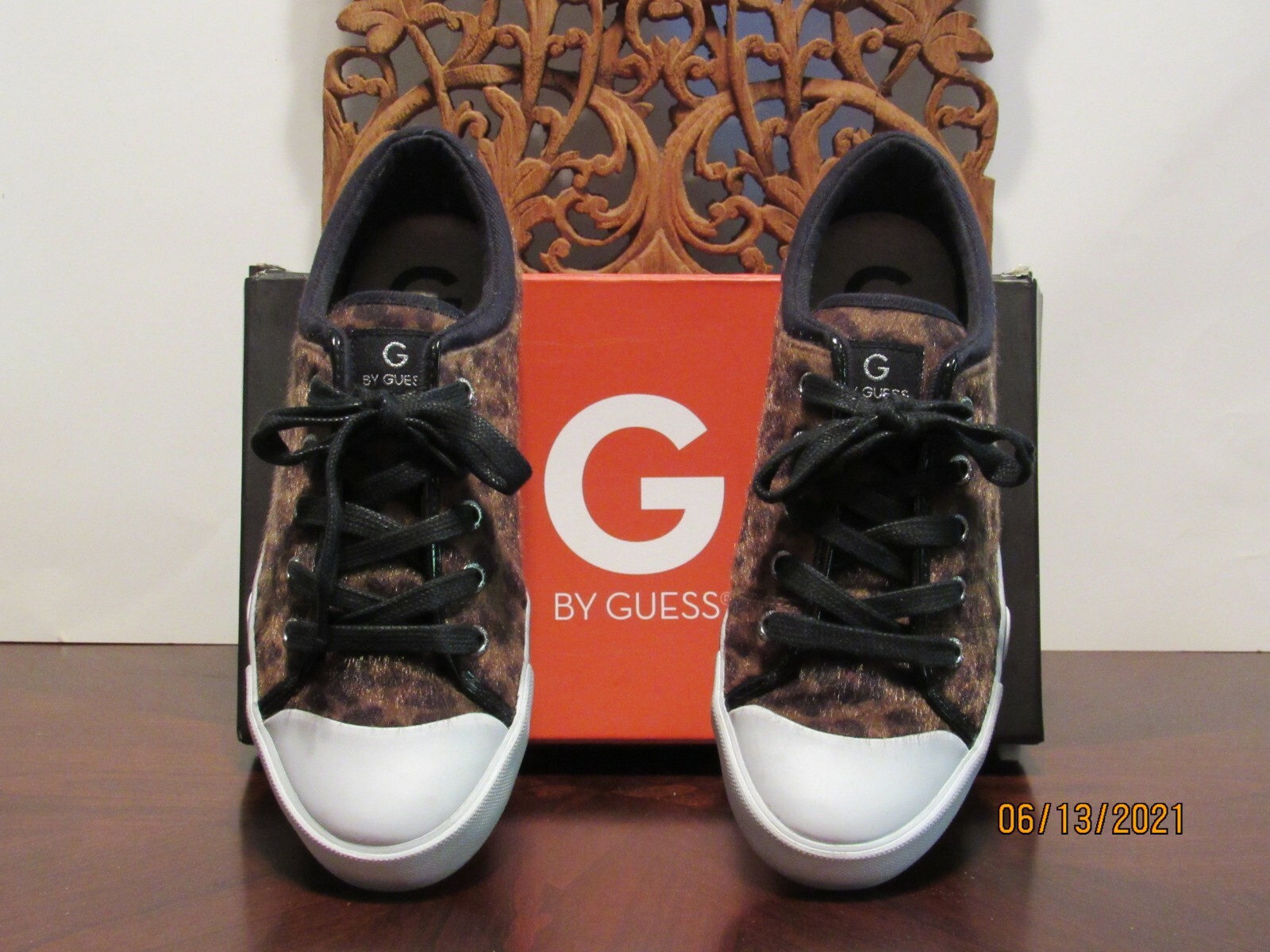 Sneakers G by Guess stampa animalier ghepardo leopardato pony vitello pelliccia sintetica taglia 7 5