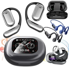 Open-Ear Bluetooth 5.4 Headphones Wireless Earbuds Sport Headset Touch Screen US