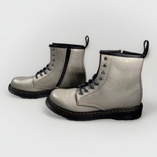 Dr. Martens Junior Silver Sparkle Rays Leather Lace Up Boot 1460J Women s Sz 5