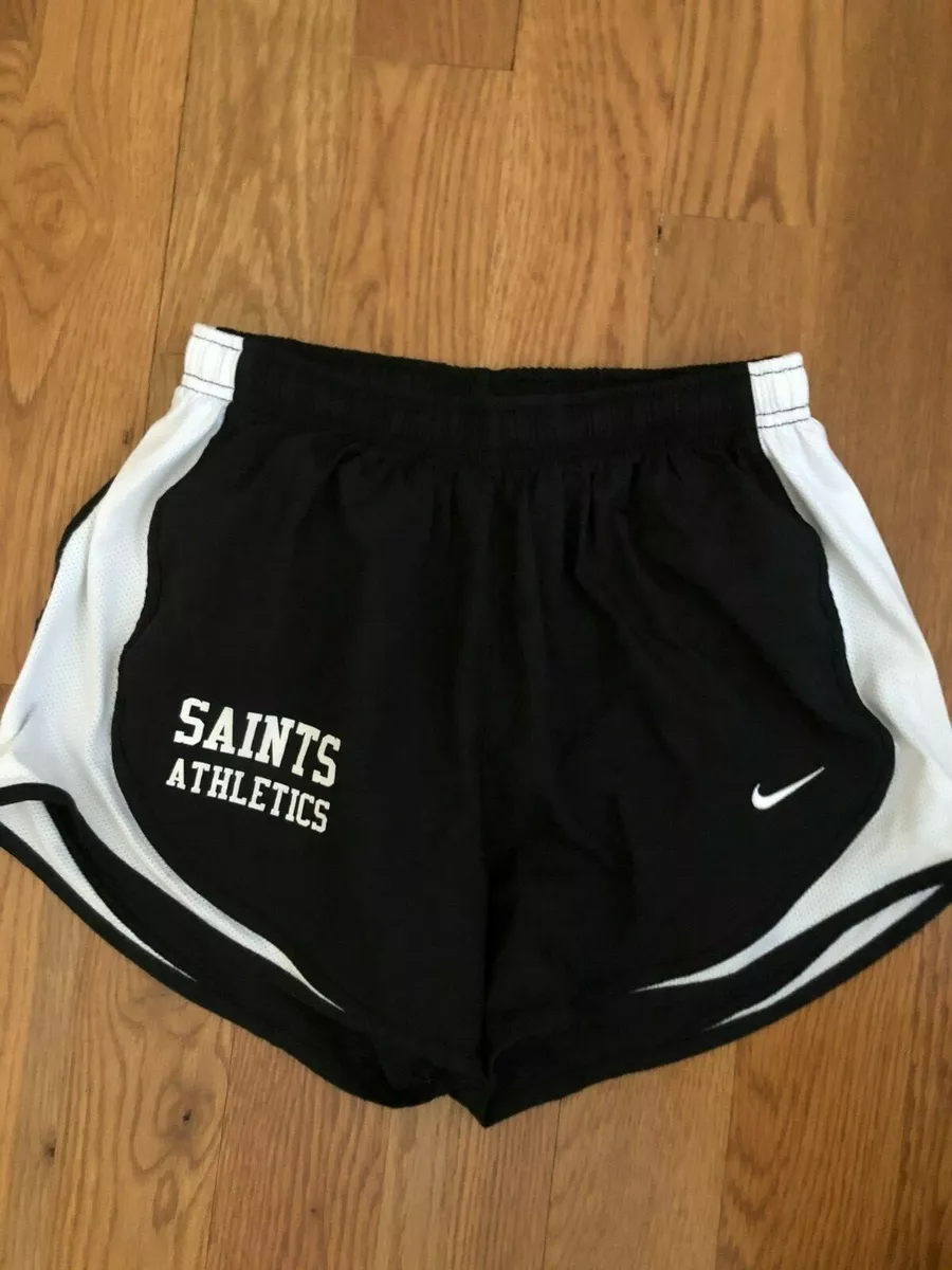 Nike Dri Fit Black Shorts w SAINTS Athletics logo Womens Size