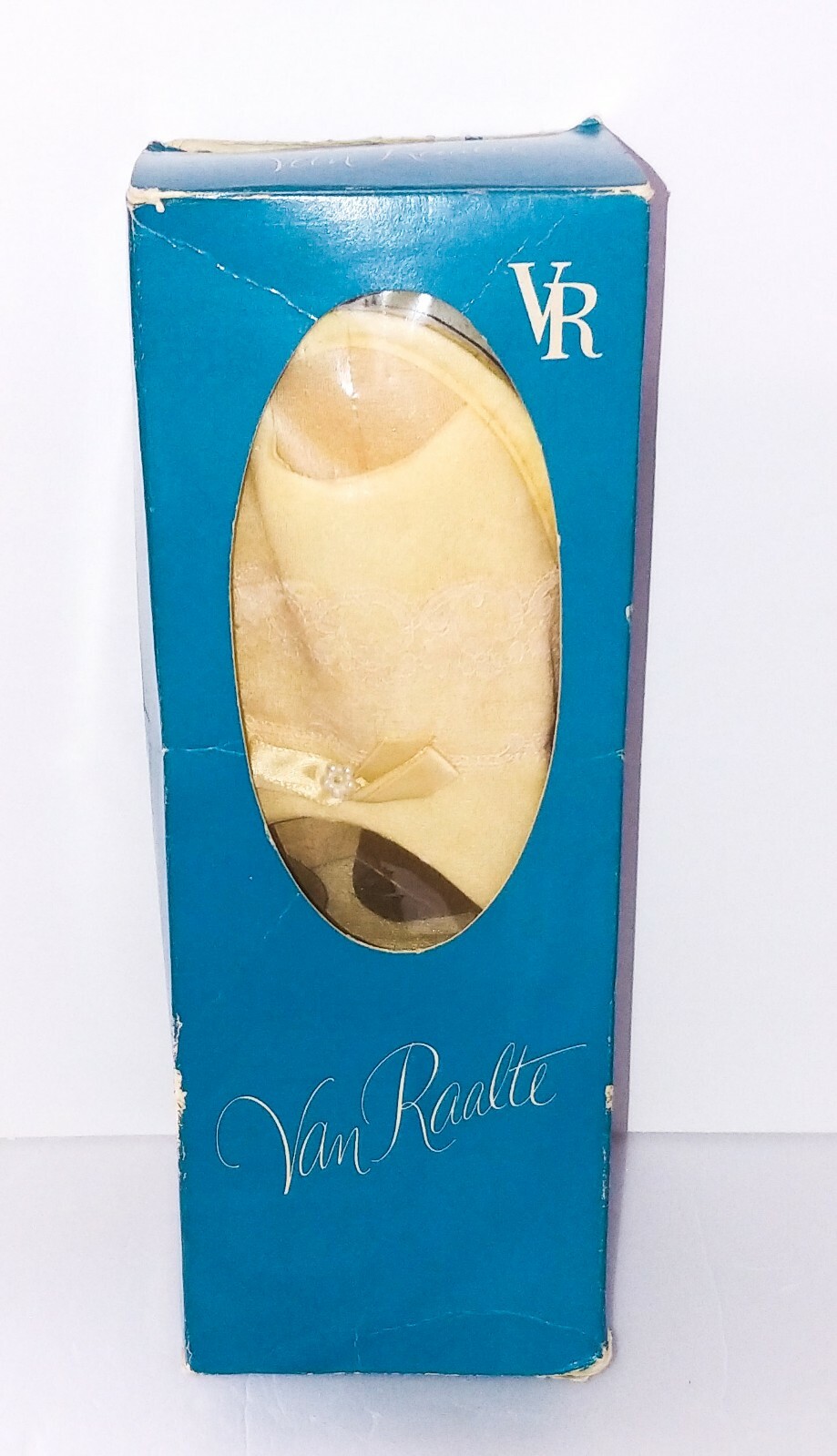 PANTOFOLA D’ORO Scarpe da camera da letto NOSVtg Van Raalte avorio ciabatte retrò fiocchi in pizzo grandi. Stile 5612