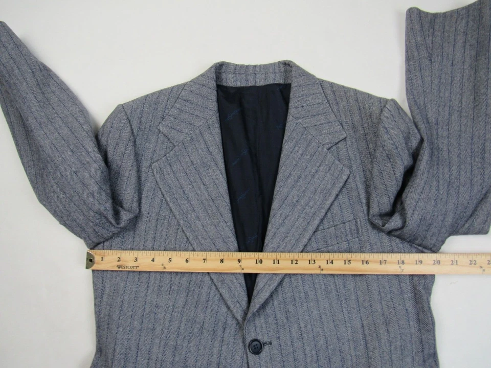 Vtg 1970s Yves Saint Laurent 3Pc Pinstripe Suit Jacket Pants Vest 38S / 34x29.5 - Image 3 of 4