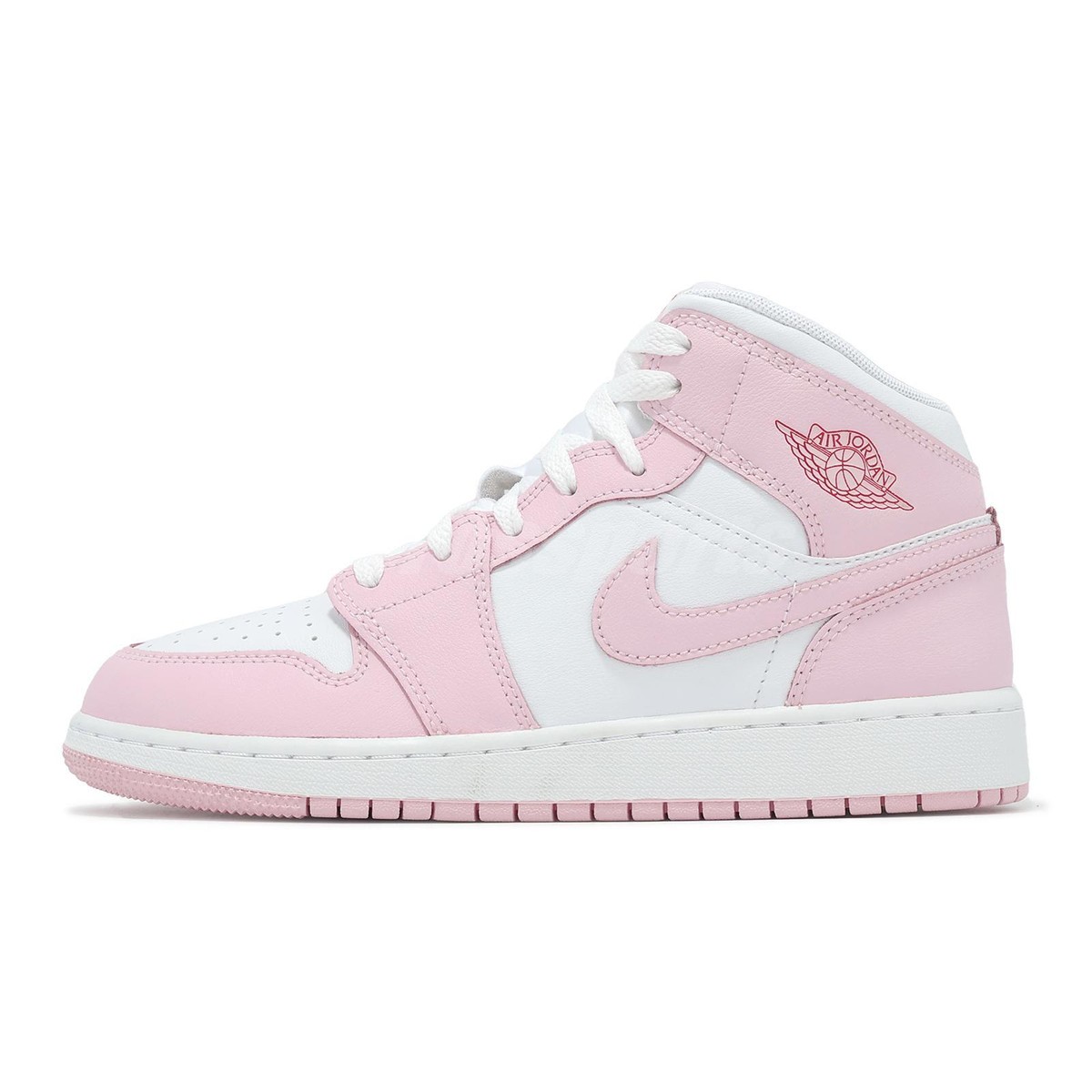 Nike Air Jordan 1 Mid GS AJ1 Pink Foam Fire Red Kids Youth