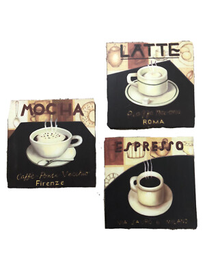 3 MARCO FABIANO Art Print COFFEE Wrap Around Canvas MOCHA ESPRESSO LATTE 11 x11 