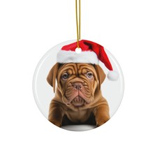 Hanging Ceramic Christmas Tree Ornament - Dogue de Bordeaux Puppy Design