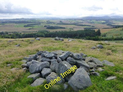Photo 6x4 Cairn on Tick Law New Bewick Looking down on Rigg Wood. c2013