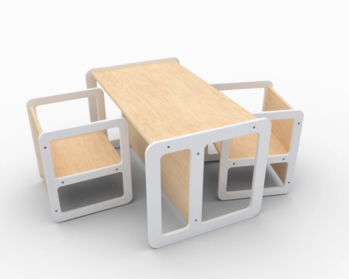 Table and chair in the kids room Montessori chair set Wooden
