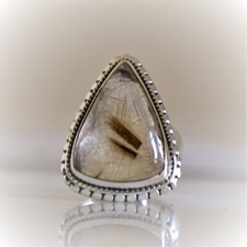 GOLDEN RUTILE QUARTZ NATURAL GEMSTONE 925 STERLING SILVER JEWELRY RING 3 TO 12