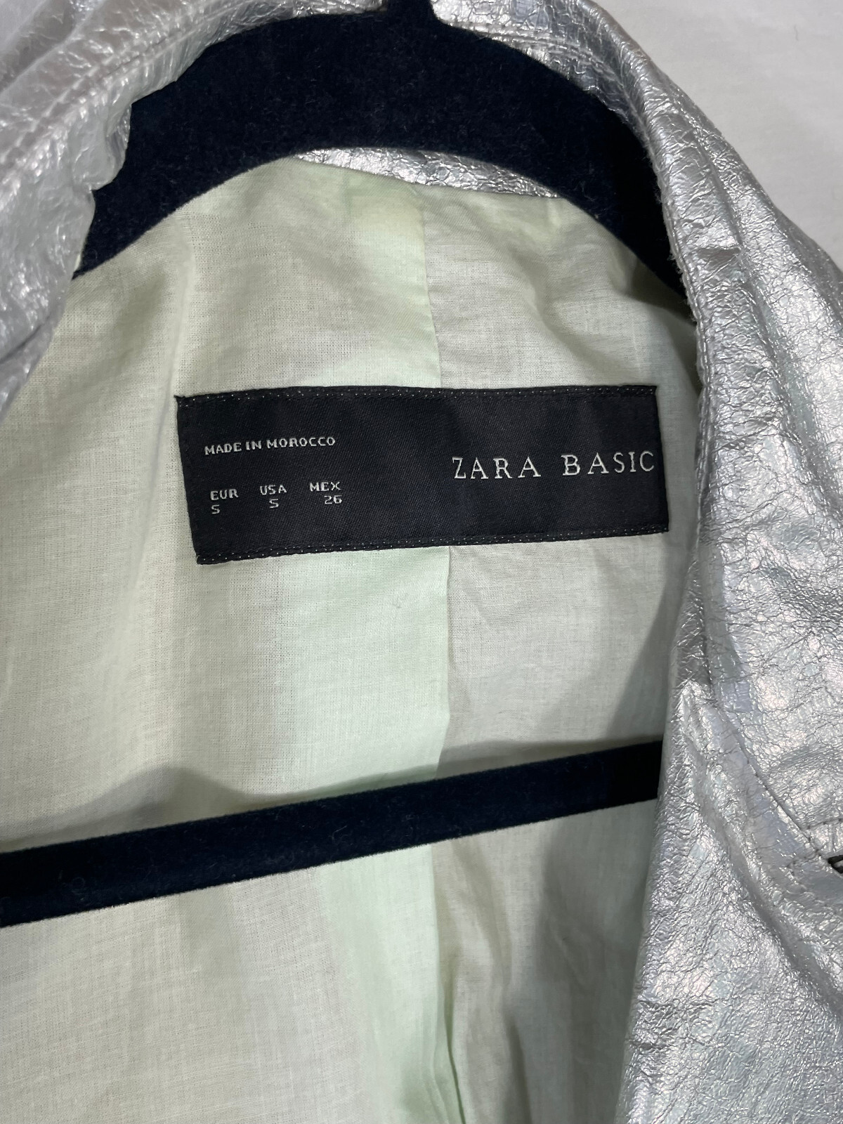 Zara basic bomber jacket metalic silver size  S - image 3