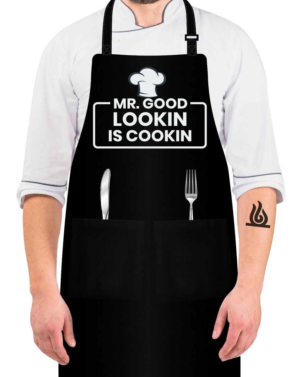 Apron for Men - Mr. Good Looking is Cooking - Personalized Men Birthday  Gifts Apron with Pockets