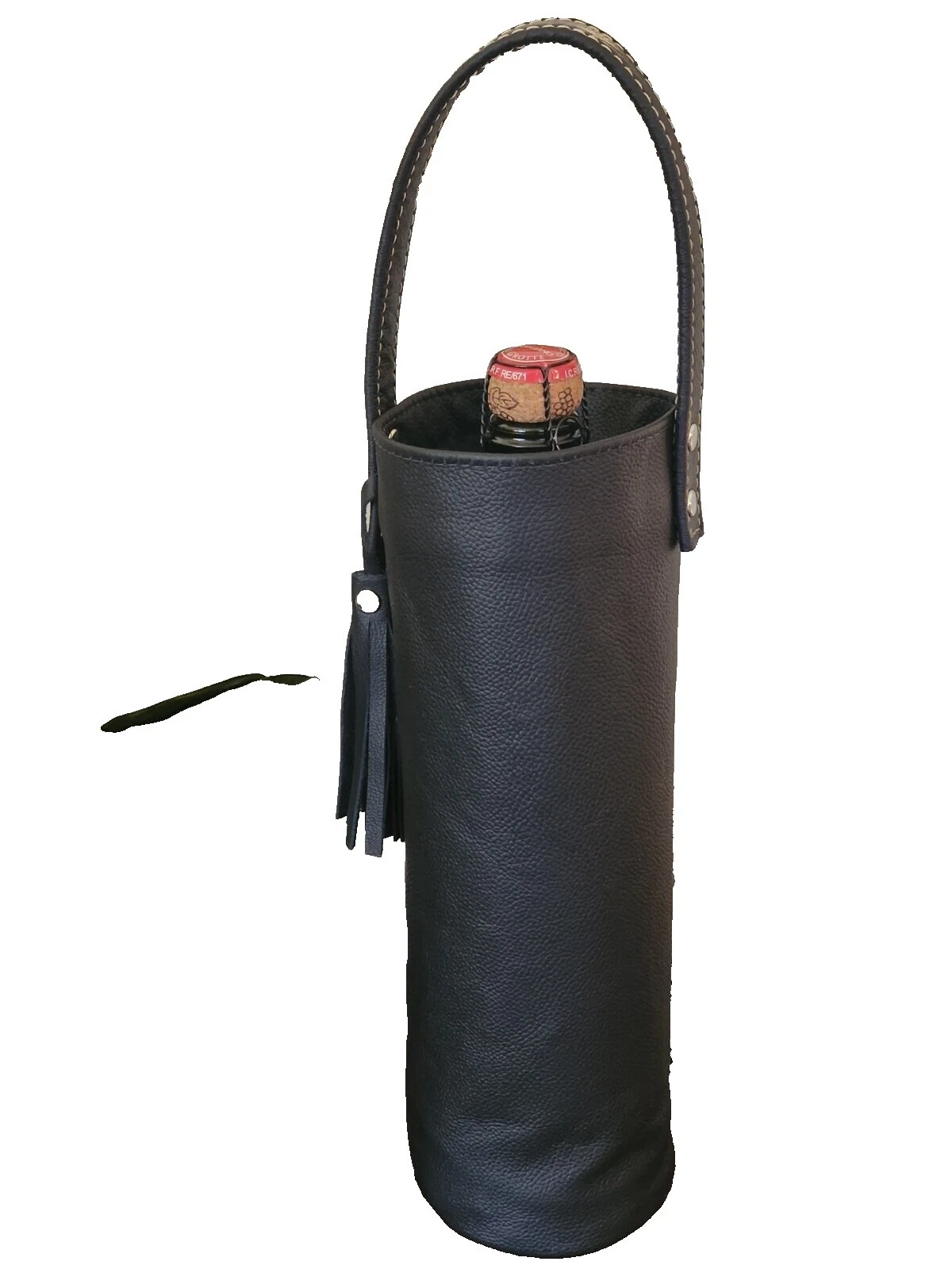 Bolsas de vino de cuero negro
