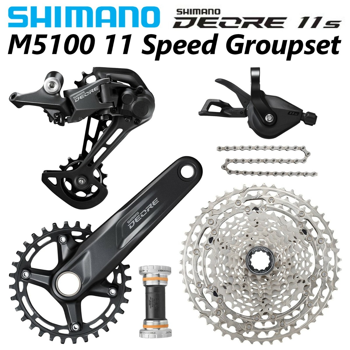SHIMANO DEORE M5100 1x11 Speed MTB Groupset 170/175MM 32T 11-51T