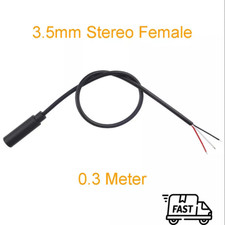 100pcs 30cm Audio AUX Cord 3.5mm Stereo Female Jack 3pin Wire DIY Pigtail Cable