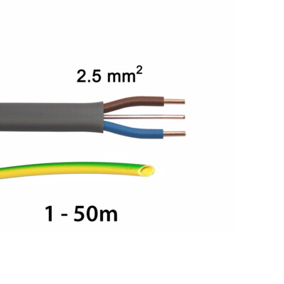 2,5 mm Zwillings- und Erdkabel T&E Elektrokabel Netz Stromring Verkabelung 6242Y Muffe