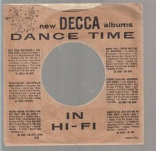 Company Sleeve 45 DECCA Brown w/ Black Lettering List 2 Reverse Atom Pattern o