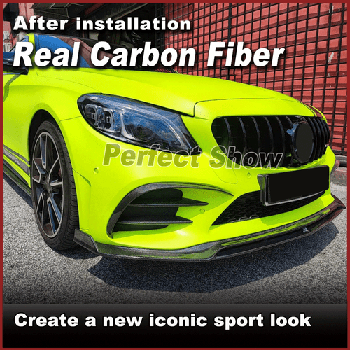 Carbon Front Canards Flossen Flaps Splitter für Mercedes W205 C205 A205 C300 19+ - Picture 3 of 14