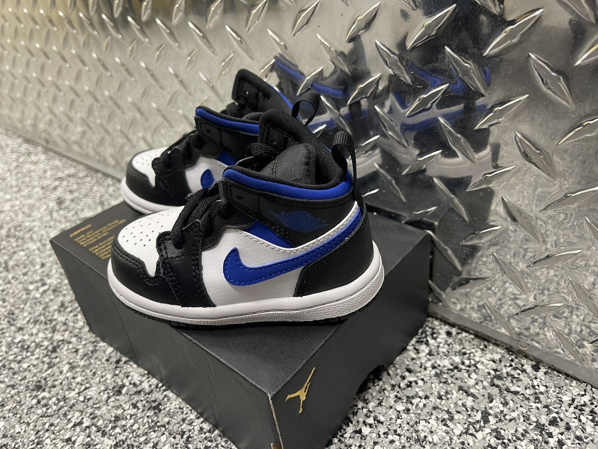 NIKE JORDAN 1 Mid 640735-140 White Racer Blue Black Shoes