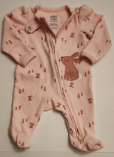 Carters Infants NB Sleeper Pajama Playset Thermal Pink Bunny Full Zip Baby Girl