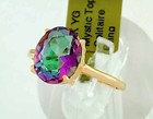 LAB CREATED  3.42 Cts MYSTIC TOPAZ RING 10K YELLOW GOLD - New With Tag — photo 3
