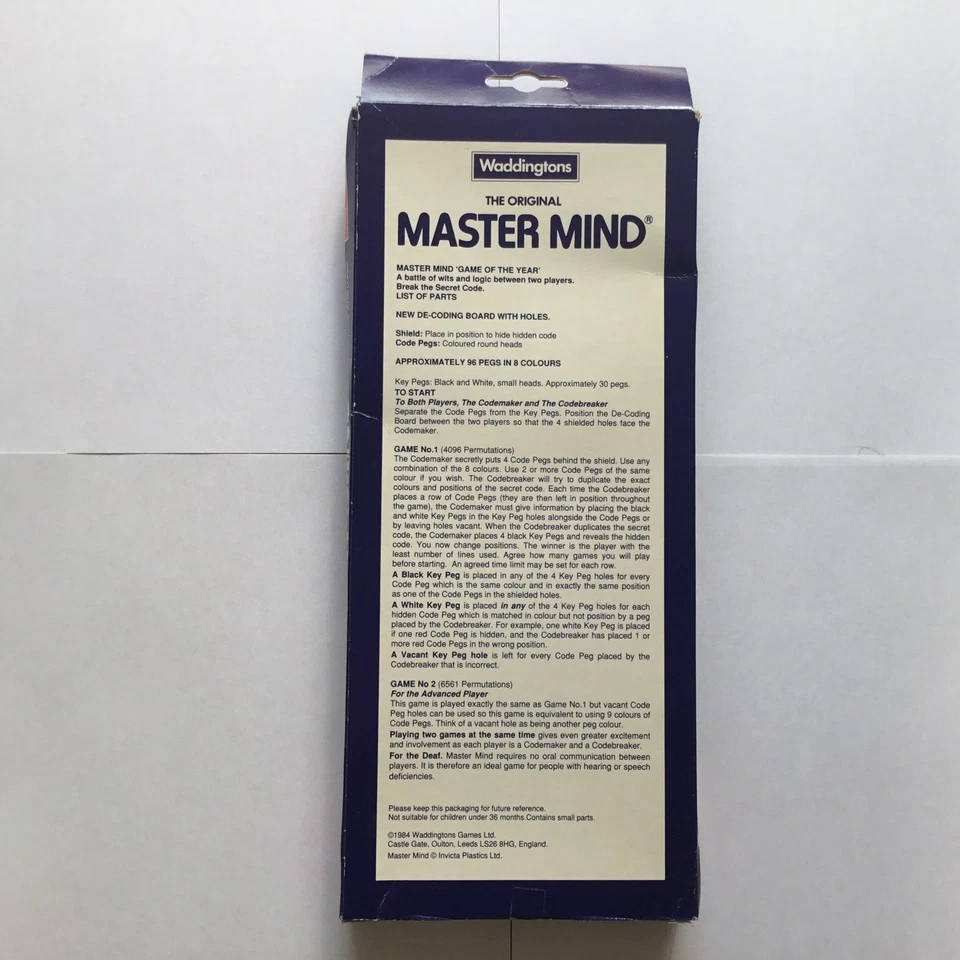 Mastermind Waddingtons 1984 Vintage Contents Sealed Some damage to the box - Image 2 of 4