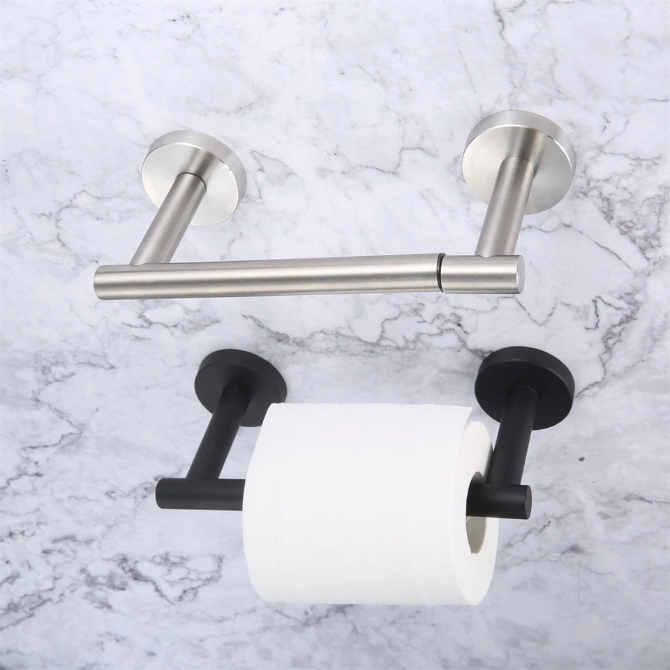 Wall Mount Toiler Paper Holder Double Post Pivoting Paper Roll Holder Bathroom - Image 3 of 4