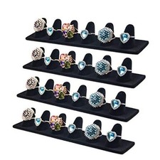 Black Velvet 6 Finger Ring Showcase Display Jewelry Organizer Stand Jewelry