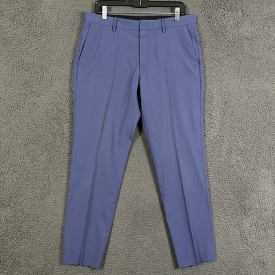 J Crew Pants Mens 32x34 Blue Thompson Slim Fit Four Season Wool Dress Slacks