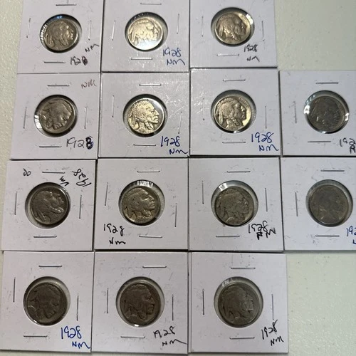 1928 Buffalo Indian Head Nickels Lot 1 Of 14 In Good Condition