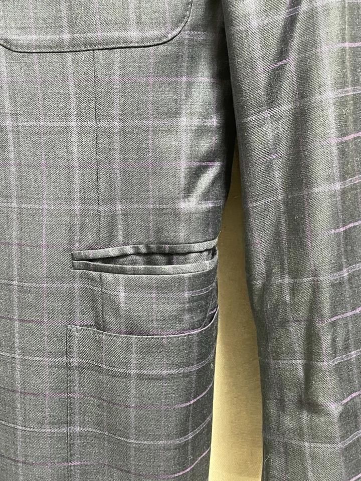 Blazer David August Couture a medida forro de lunares púrpura azul marino 44R Foto 3 de 4