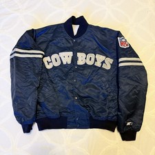 Vintage Dallas Cowboys Starter Pro Line Jacket Large Navy Satin 90s Bomber