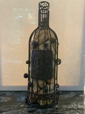 WINE CORK CAGE 13.5” TALL LOADED WITH CORKS VINTAGE EUC