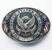 U.S.A. American Flag Eagle Metal Fashion Belt Buckle