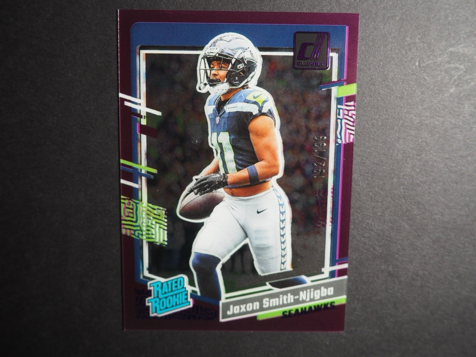 2023 Clearly Donruss #67 Jaxon Smith-Njigba Purple #/199 Seattle Seahawks Rookie