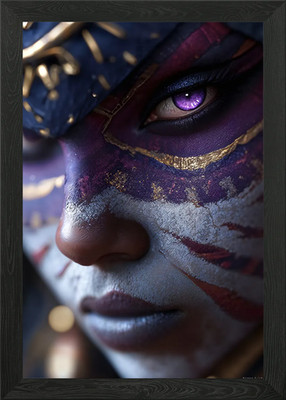 Nahaufnahme Portrait mit lila Augen gerahmtes Wandbild Poster Leinwanddruck Bild