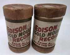 2x Edison Gold Moulded Cylinder Records (One Cylinder Missing)