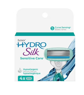 Schick Hydro Silk Sensitive Care Hypoallergenic Razor Cartridge Refills, Qty 4